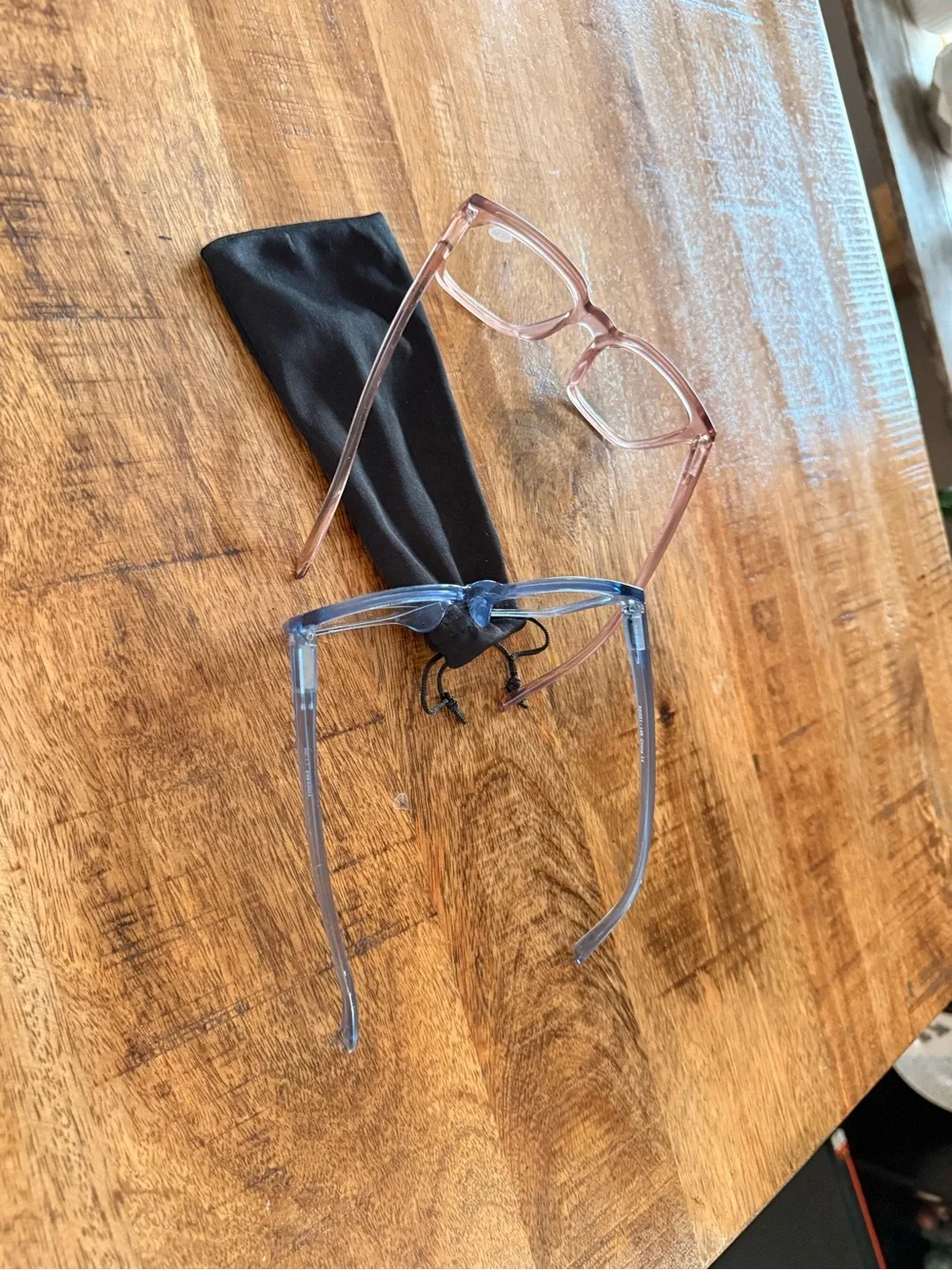 Clear Blue + Blush Pink Square Optical reading glasses 1.50 strength Glasses Duo